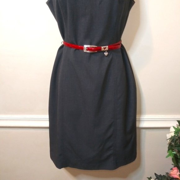 Vicky Tiel American Fashion & Couture Designer Charcoal Gray Sheath Dress - Picture 3 of 13